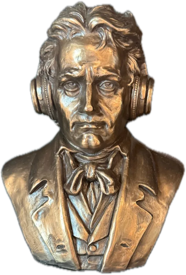 The Buma Music in Media award: a bronze Beethoven bust wearing headphones